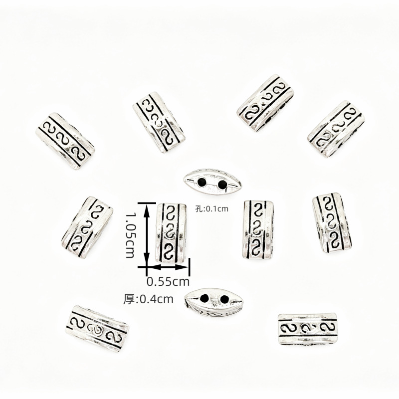 Retro multifila de orificios tubo cuadrado bead viento étnico tubo en relieve a través de orificios bead pulsera collar bead accesorios materiales al por mayor Item Picture