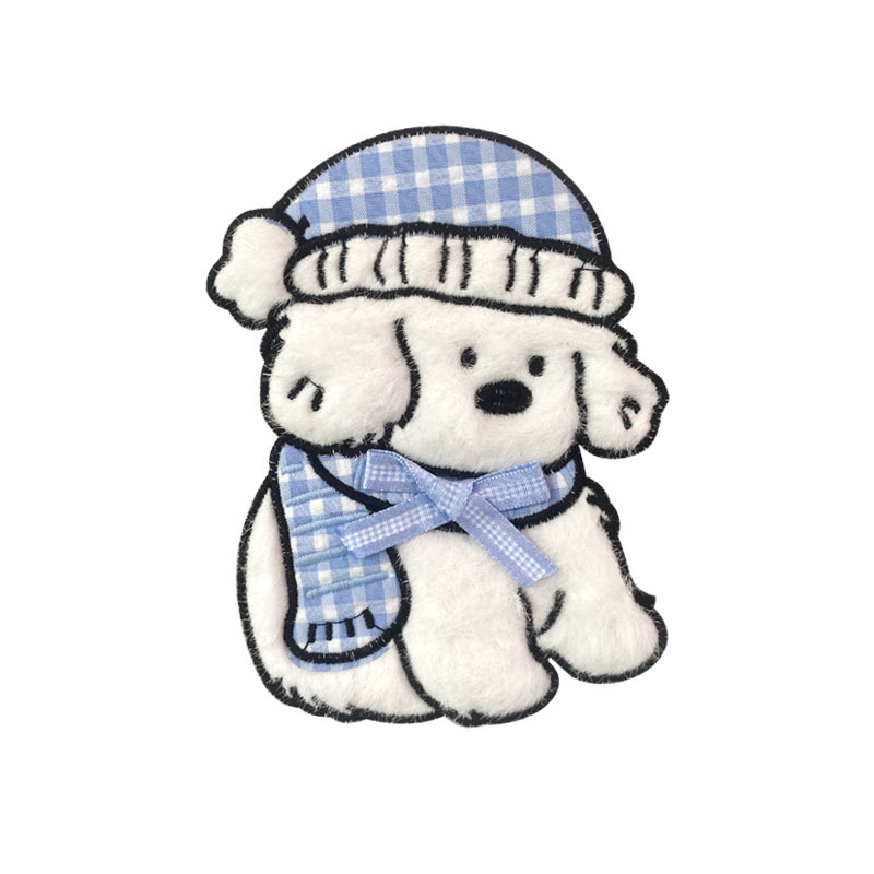New cartoon computer, cute furry dog, embroidered fabric patch, decorative hoodie, accessory patch, embroidered fabric patch Specification image