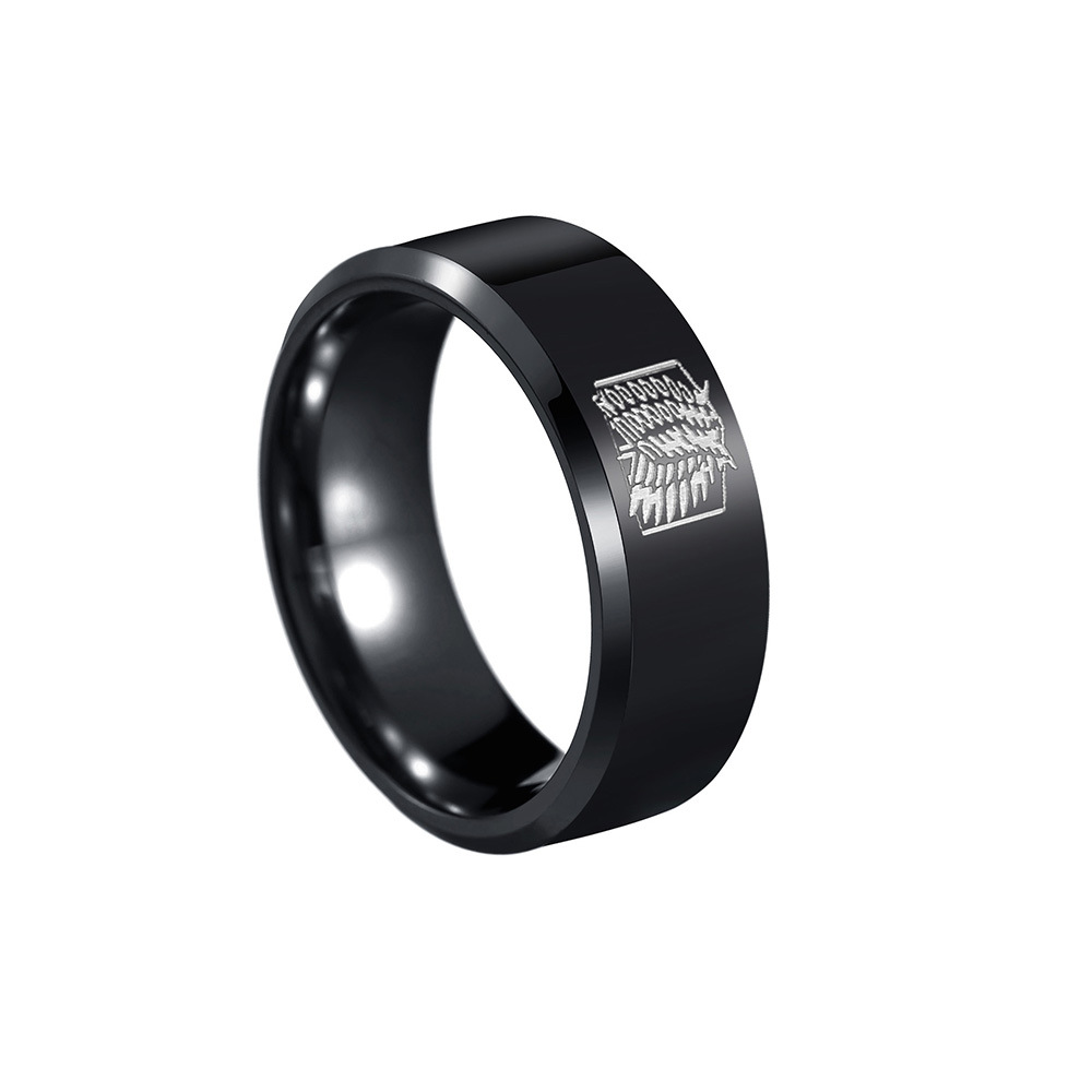 Aliexpress's best-selling simple accessory: 8MM beveled smooth ring, laser-engraved Freedom Wing stainless steel ring Item Picture