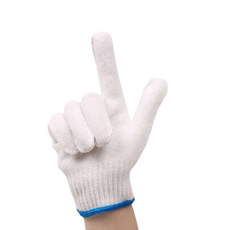 Wholesale labor protection gloves made of wear-resistant white nylon and thickened anti-slip cotton thread for male car repair workers at construction sites Item Picture