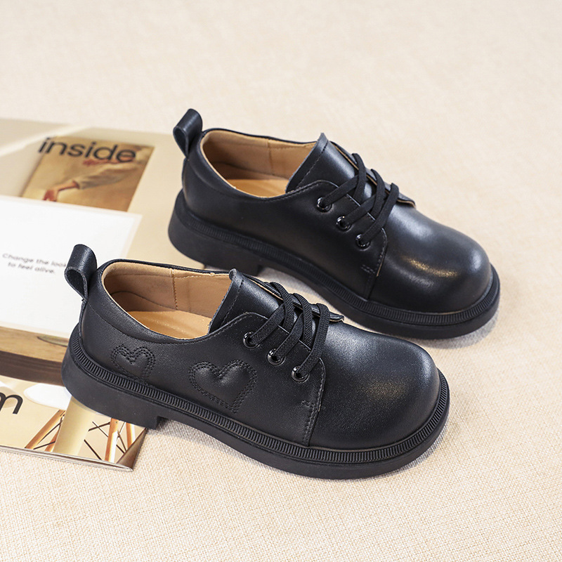 儿童运动鞋女童皮鞋春秋小公主黑色学生演出鞋小女孩英伦风软底