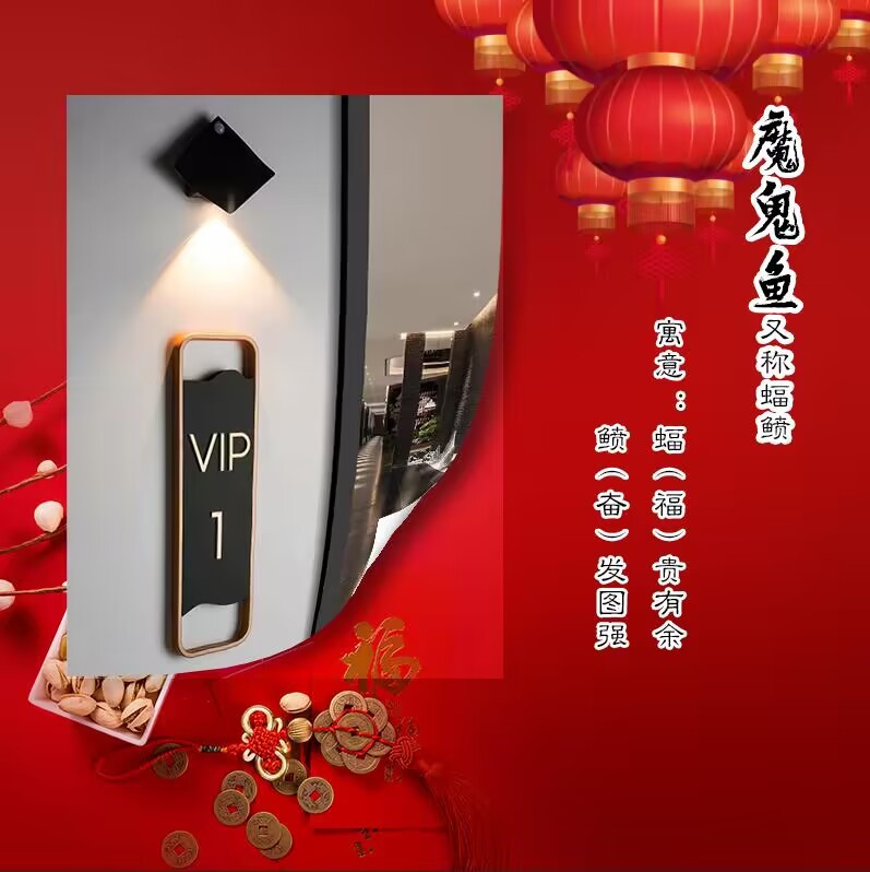 跨境人体感应灯卧室楼梯客厅壁灯衣橱柜魔鱼门牌射灯充电池小夜灯产品图