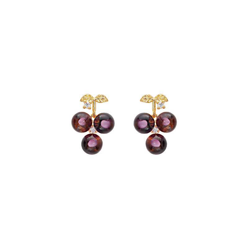 Hyacinth shake bang estilo moda ligera extravagancia violeta donlai pendientes de uva diseño de nicho de alto nivel cara redonda pequeña perla orejeras Item Picture