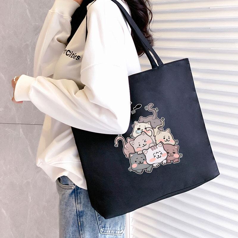 Cross-border canvas bags, fashionable and casual printed tote bags, single-shoulder bags, women's canvas bags, large-capacity canvas bags, storage fashionable crossbody simple canvas bags, canvas bags, handbags simple canvas bags details Picture