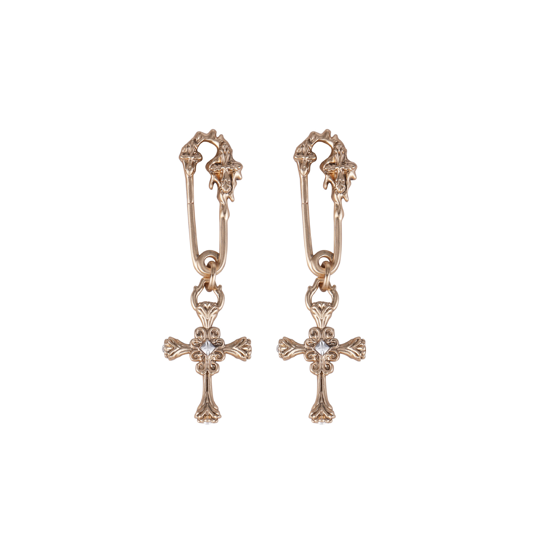 Retro cross series earrings, original design for women, light luxury, high-end, fashionable, versatile, exquisite silver needle earrings Item Picture