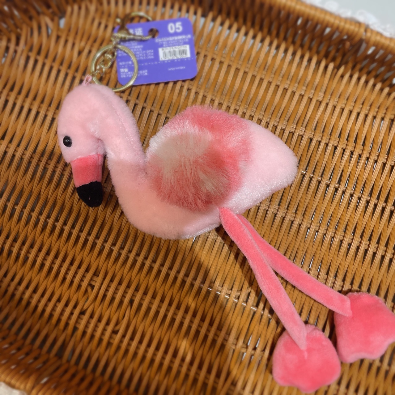 Cross-border simulation plush flamingo doll pendant, girlish heart bag, all-in-one decorative figurine, claw machine doll Specification image