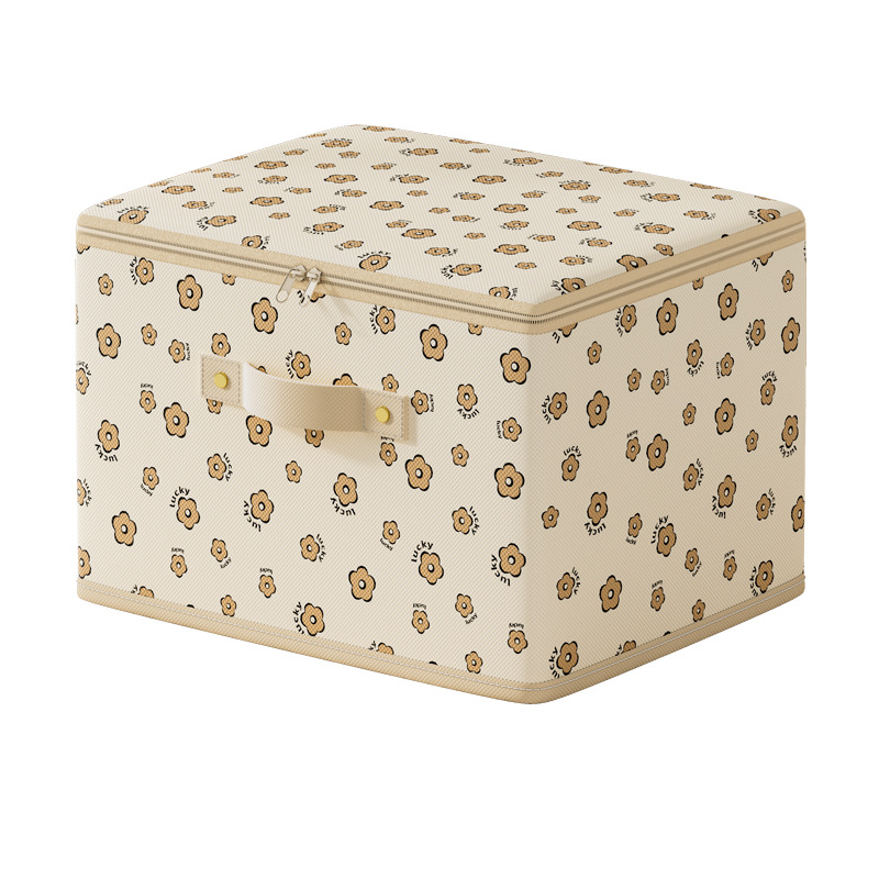 Fabric storage and organization box, household wardrobe with lid, large-capacity storage box, dormitory folding storage clothes box Item Picture