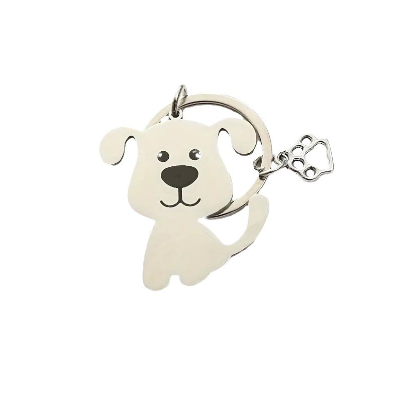 Cross-border stainless steel keychains, pet dog metal pendants, couple cute bag pendants, factory customization supported Item Picture