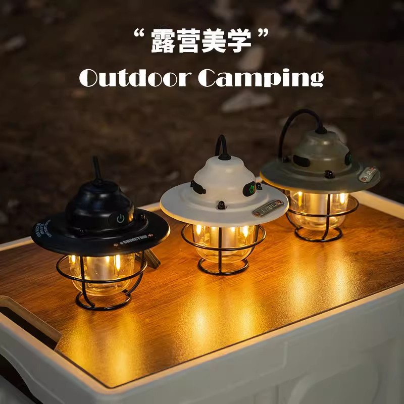 Outdoor camping lamp, long-lasting retro camping lamp, campsite lamp type-c, rechargeable pinecone camping lamp, tent lamp Item Picture