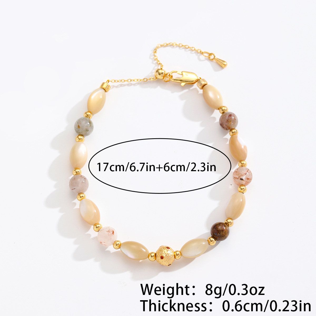 Nasha Cross-border Exclusive white Pearl simple and elegant bracelet for women, unique, niche and high-end shell stone gilt bracelet Application Scenario