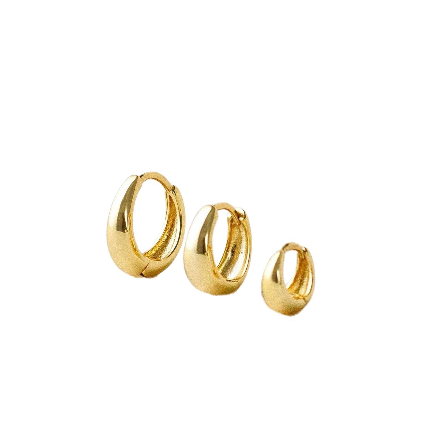 High-quality earring earrings with 14k gold plating and silver pigment rings, featuring smooth copper ear loops, are best-selling cross-border products from Europe and America on Amazon Item Picture