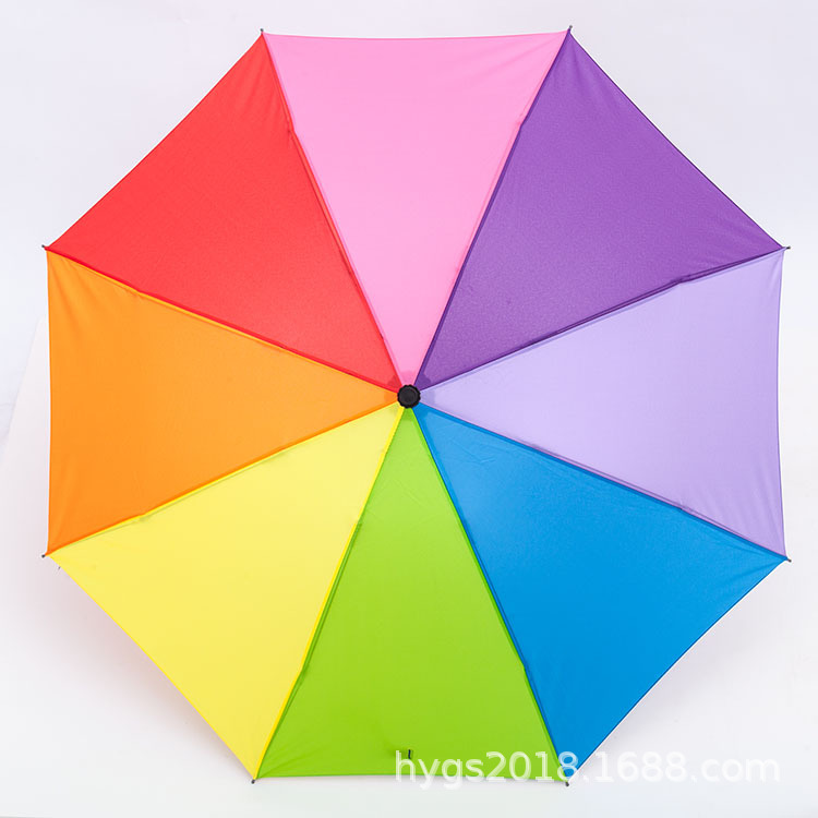 Factory wholesale three-fold flat-edge rainbow bump fabric umbrellas, sunshades, sun umbrellas, ladies' umbrellas and gift umbrellas details Picture