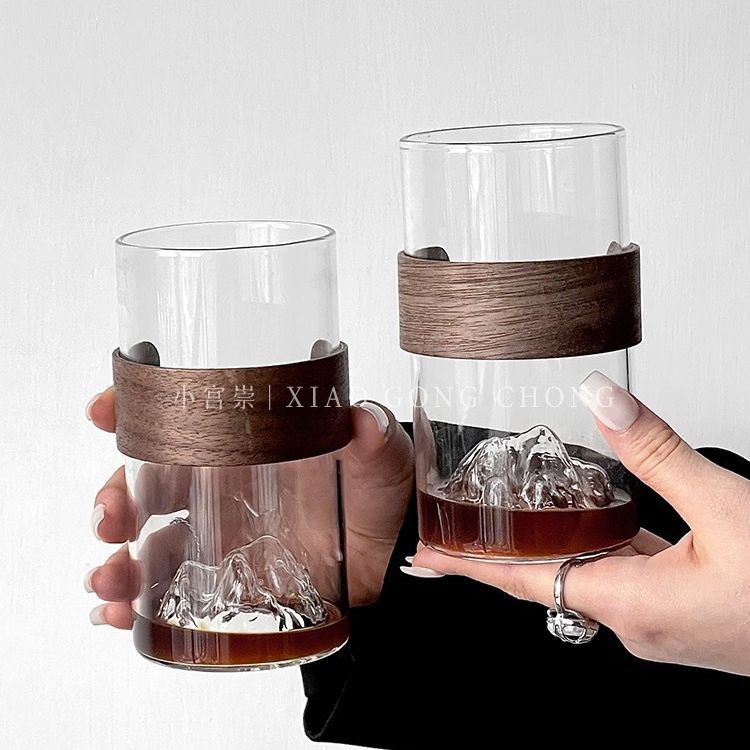 Japanese-style creative mountain-viewing glass cups, retro Chinese trend high-temperature resistant Fuji Mountain tea cups, household snow mountain cups, coffee water cups details Picture
