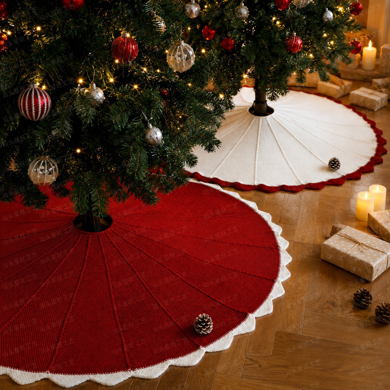 Merry Christmas! Christmas tree dress, knitted round star-shaped decoration, Christmas hat, Christmas wreath, Christmas ball pendant, Christmas decorations Specification image