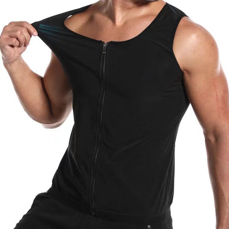 Men's Sweat-Inducing, Slimming, Zipper Tight Sweat-Inducing, Fat-Burning, Fitness And Sports Vests Wholesale, Running Application Scenario