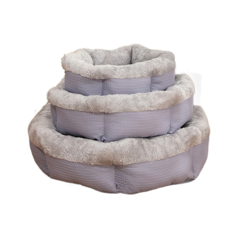 Cross-border all-season universal pet pads, thickened plush round dog beds, winter warmth plush dog beds and dog beds wholesale Item Picture