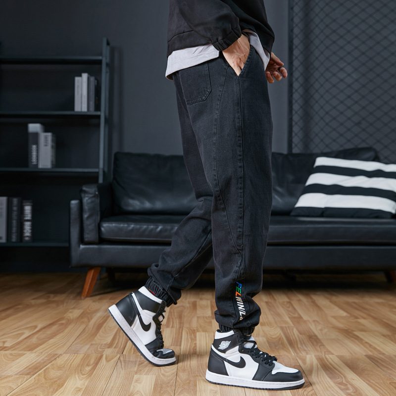 Cotton jeans, loose autumn and winter bestsellers, casual workwear, Korean trend, plus-size, versatile, cross-border, Harun, tight-fitting trousers for men details Picture