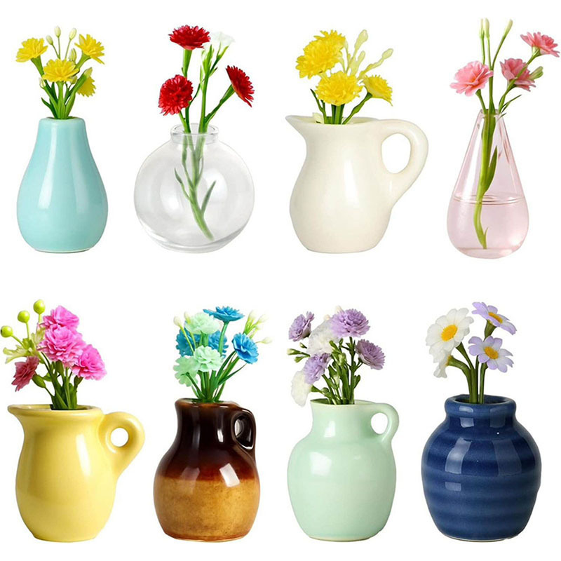 New mini ceramic vase magnet for kitchen, refrigerator, office storage cabinet decoration, cute small plant vase Item Picture