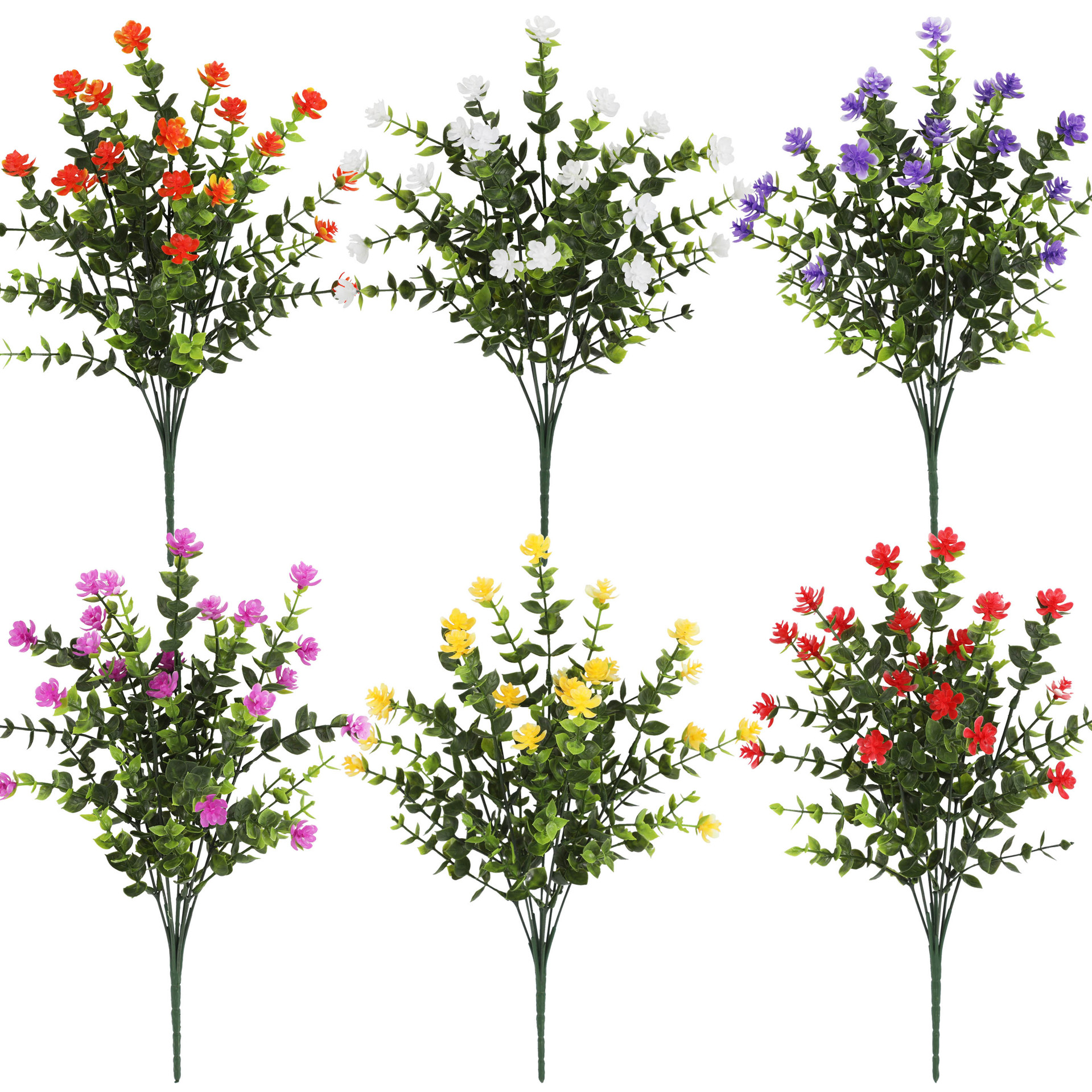 仿真花DIY发饰配件/假花/5朵塑膠花/仿真花/假花批发白底实物图