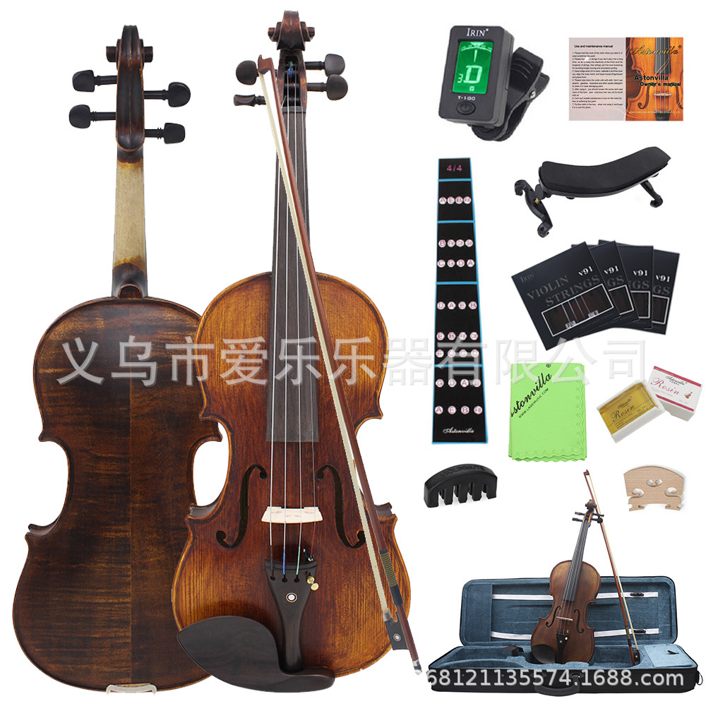 Violín hecho a mano matte 4/4 violín de color vintage para adultos profesional juego de violín de arce natural fabricante