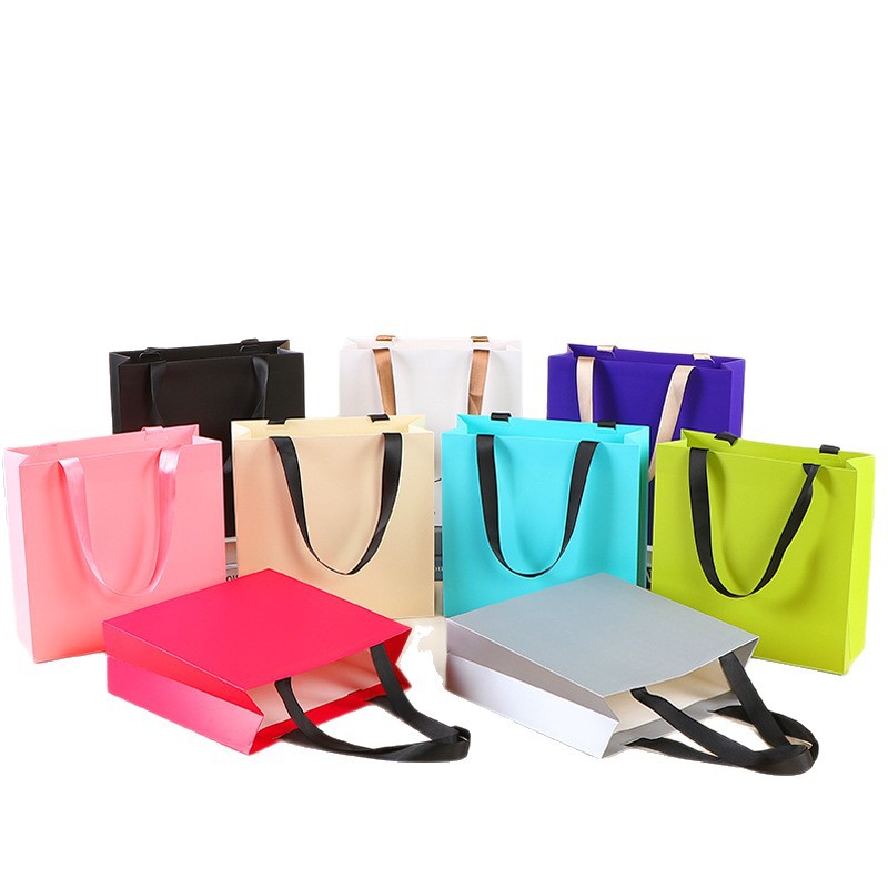 Custom-made kraft paper bags without waistlines, logo advertising promotion, white card clothing store shopping gift bags in stock Item Picture