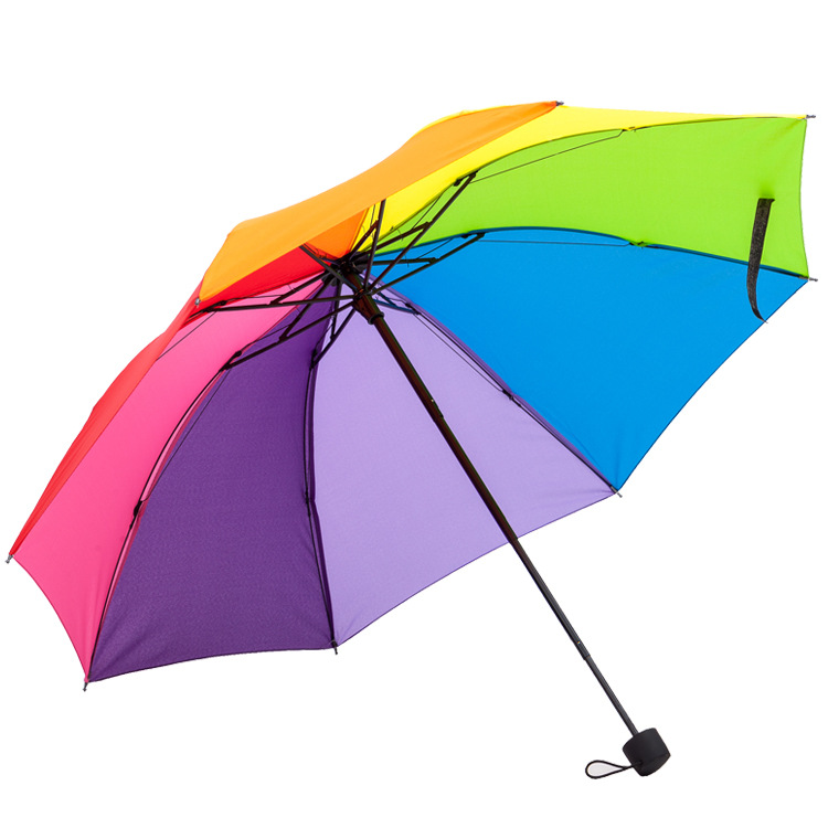 Factory wholesale three-fold flat-edge rainbow bump fabric umbrellas, sunshades, sun umbrellas, ladies' umbrellas and gift umbrellas Item Picture
