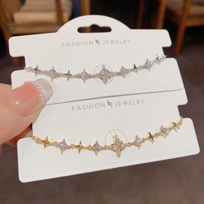 Japanese and Korean style, fashionable, light luxury design sense, full diamond star bracelet, women's niche, simple and versatile high-end jewelry wholesale