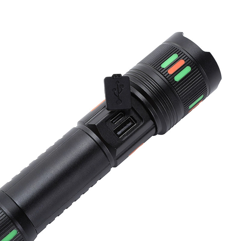 The new cross-border high-intensity zoom multi-functional flashlight Type-C rechargeable fluorescent electric whitening laser LED flashlight details Picture