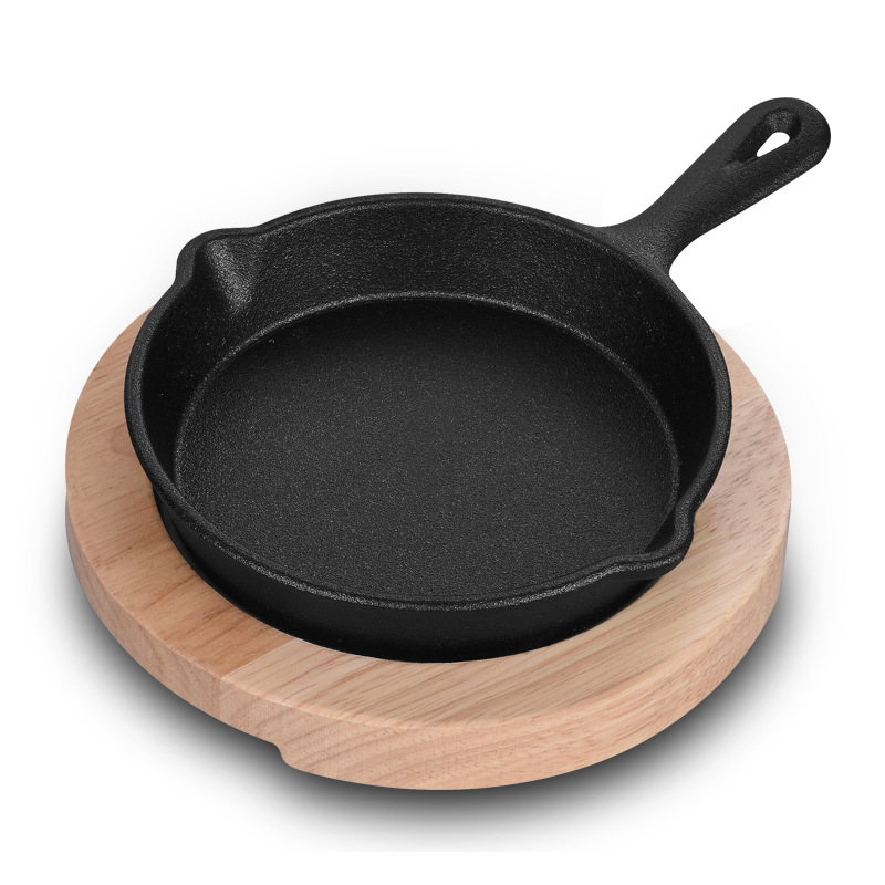 Transborder eggsteakers sartén asas de transporte sin recubrimiento de hierro fundido sartén de hierro engrosado plato de barbacoa Item Picture