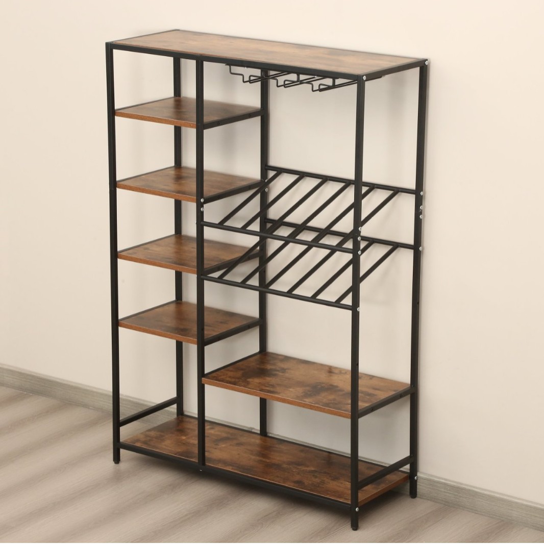 Floor-standing solid wood shelves, multi-layer storage racks, wine racks, open bookcases, bookshelves, living room display racks Specification image