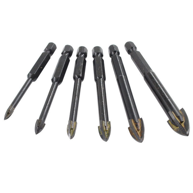 Hexagonal handle, cross triangle drill, four-edge ceramic glass drill, multi-functional wall tile alloy set, 4-12mm Item Picture