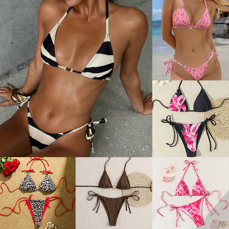 2026 European and American cross-border New lace-up bikini swimsuit set for women