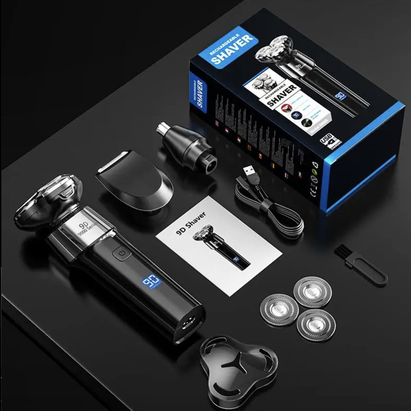 High-Power Electric Shaver, Full-Body Water-Washable Rechargeable Men's Three-Head Multi-Functional Beard Razor, Cross-Border Application Scenario