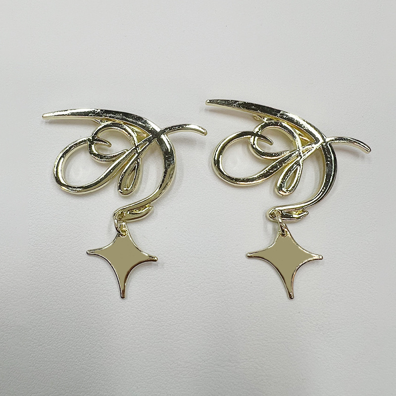 新款星芒合金胸针ins风小众服装配件饰品五角星吊坠立体月亮别针