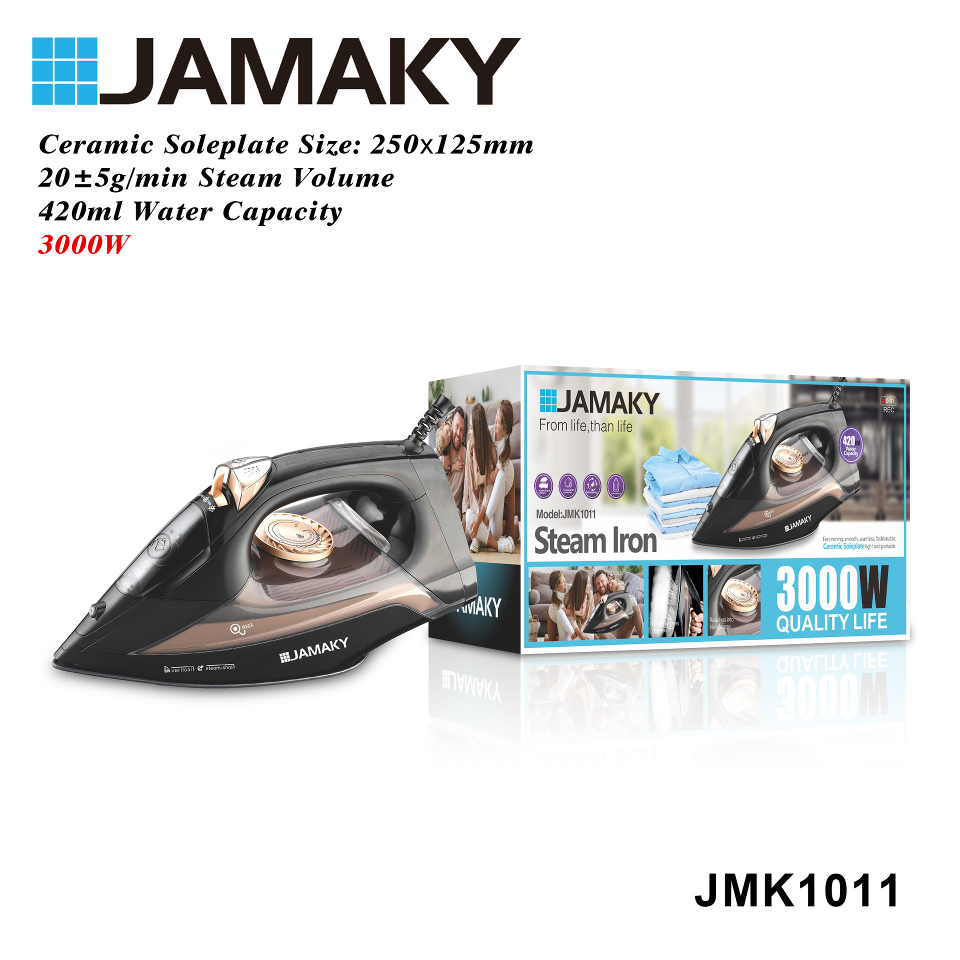 JAMAKY 电熨斗熨烫机家用蒸汽式手持小型熨烫衣服干湿两用烫斗