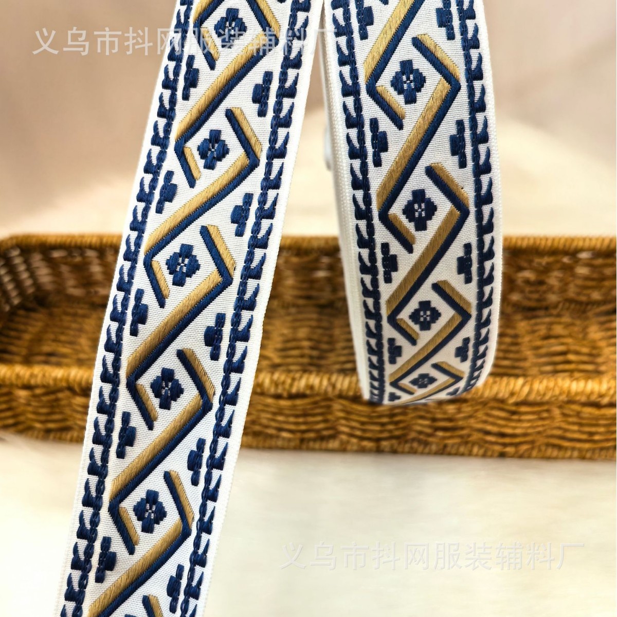 3.8cm diamond-shaped ethnic style jacquard embroidery webbing gift box packaging tape performance costume accessories Application Scenario