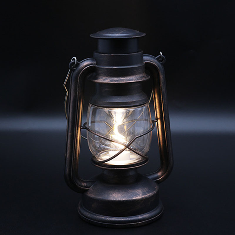 Outdoor camping tent light, LED antique kerosene lamp, hanging hand-held lamp, portable battery horse lamp, 3 pieces details Picture