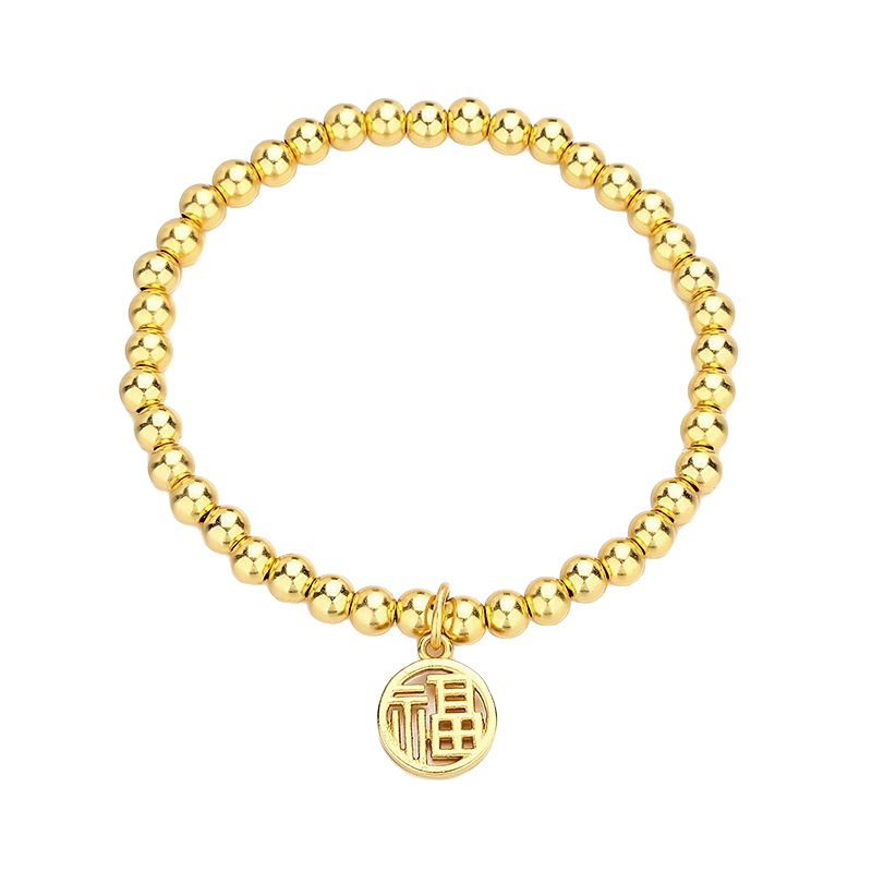 Wholesale jewelry copper gold-plated prayer and blessing pendant bracelets from the manufacturer, bringing continuous good luck and lasting color. Sand gold best-selling bracelets Item Picture