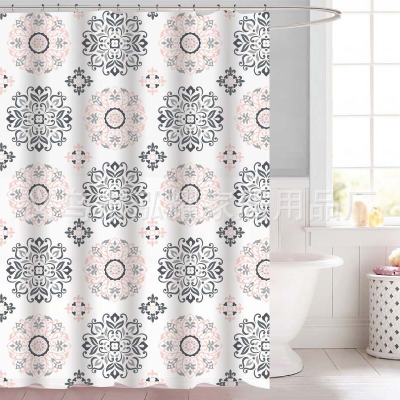 浴帘涤纶/浴室帘欧式/折叠浴帘/浴室帘peva/浴室帘女人简约白底实物图