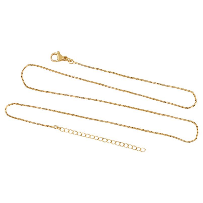 Strong color retention box necklace, copper plated with 18K real gold, copper fine chain pendant, extended DIY semi-finished necklace accessory Item Picture