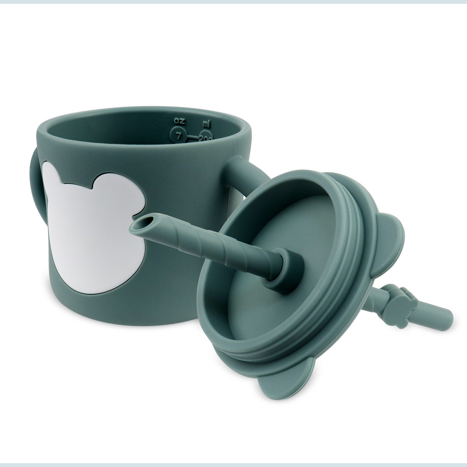 Children's silicone water cups, drinking cups with straws, anti-drop, double-handle graduated direct drinking cups for babies over 1 year old in stock Application Scenario