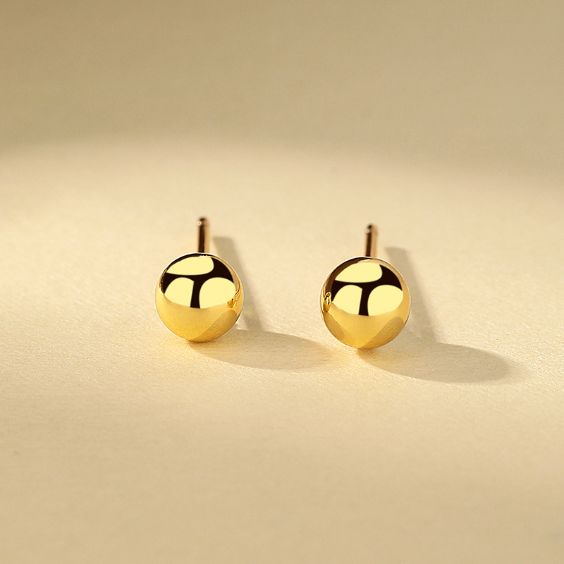 Amazon's best-selling small round ball smooth ear studs, ear sticks, women's ear piercings, golden bean earrings, and elegant earrings wholesale details Picture