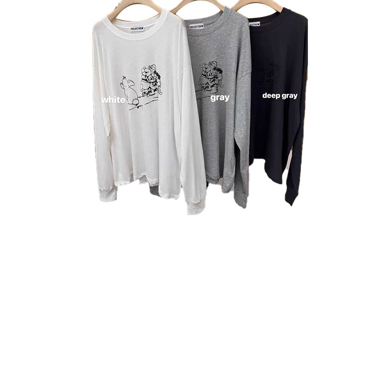 In stock 2025 summer new style, Dongdaemun, South Korea, round-neck super cute cartoon print sun protection long-sleeved T-shirt top for women details Picture