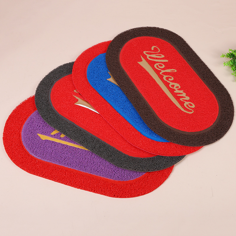 拉丝喷丝椭圆连体英文防滑防水蹭土刮沙门垫地毯卧室客厅入户地垫