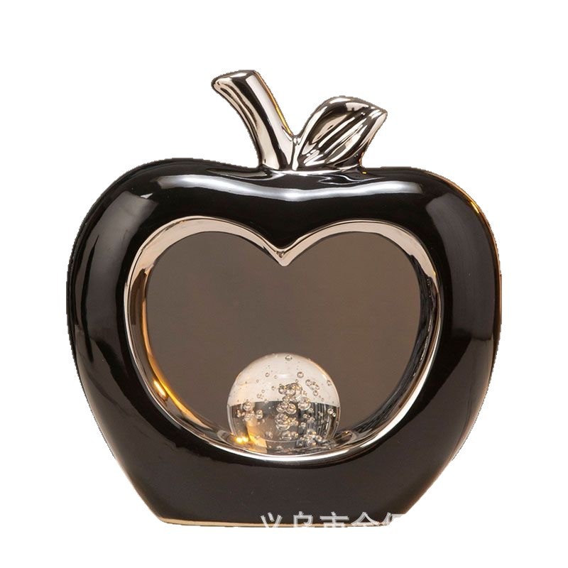 Luz de lujo negro plata calado manzana cerámica con burbujas bola de cristal sala de estar tv gabinete ping an fruit homewear Item Picture