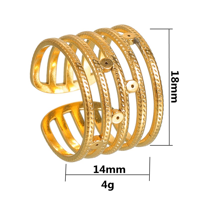Amazon cross-border fashion women's simple geometric large ring, exaggerated style stainless steel open ring, no color fading Item Picture