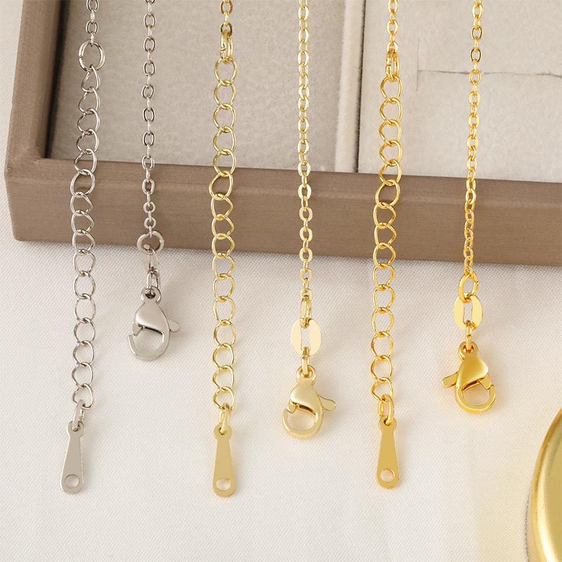 Cross-border extension adjustable 18K gold necklace, O-shaped non-fading copper-plated sweater chain, simple accessory wholesale Specification drawing