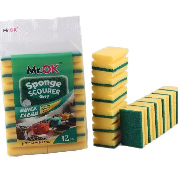 Mr.OK factory direct supply sponge scouring pads, double-sided cleaning sponges, kitchen cleaning sponges, dishwashing sponges, pot scrubbing sponges Item Picture