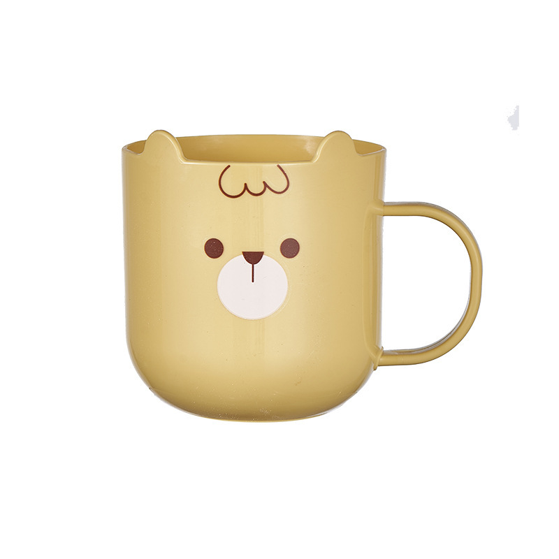 塑料可爱小熊图案情侣漱口杯男孩女孩儿童牙杯猫咪牙杯牙缸刷牙杯白底实物图