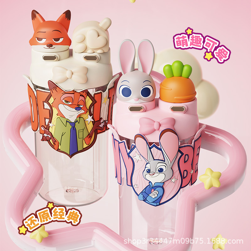 Zootopia straw large capacity Nick with thermos cup for men and women Judy water double drinking cup for female students appearance level Application Scenario